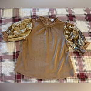 Voy Boutique Velvet Top with Sequined Sleeves. NWOT